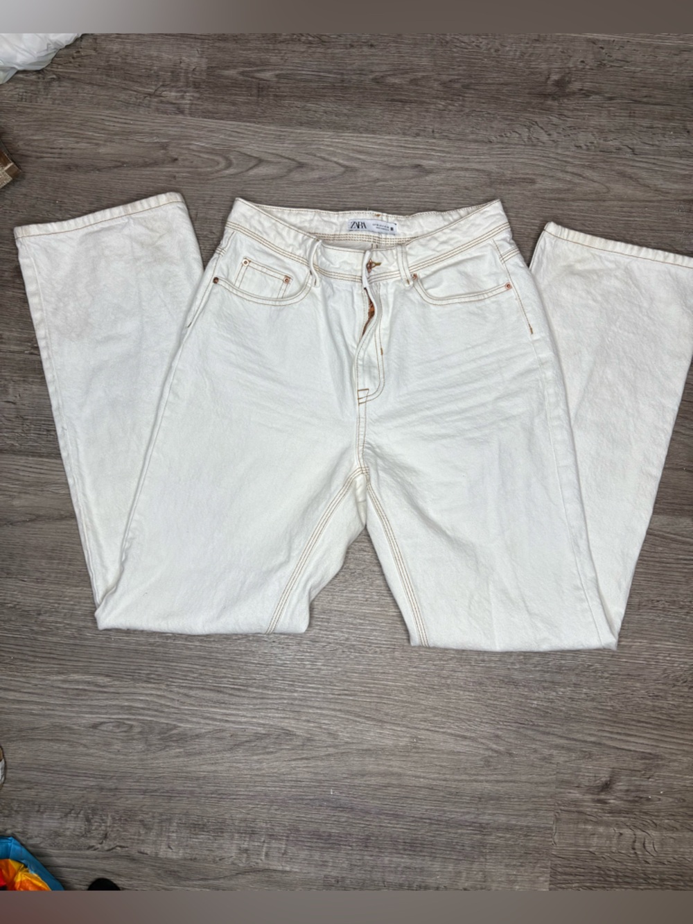 Zara Kids Off-White Straight-Leg Denim Jeans